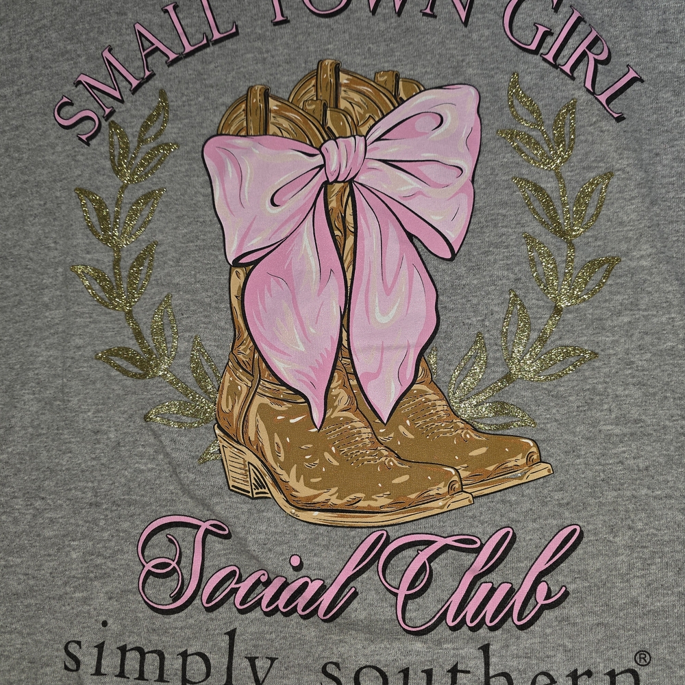 Simply Southern Gray Tee with Pink and Gold Design